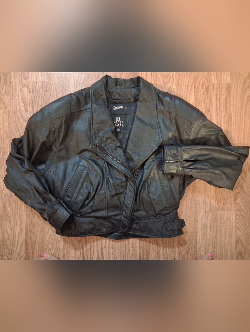 VINTAGE Byrnes & Barnes Moto Style Black Leather Jacket. Womens. Size Medium.